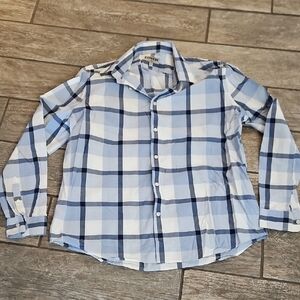 Express Blue Plaid Button Up Shirt